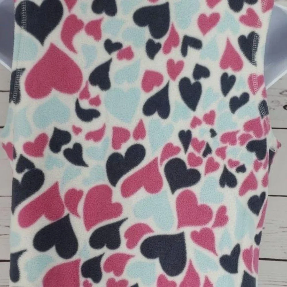 Old Navy Girl Hearts Zippered Fleece Vest‎ Jacket Large 10/12